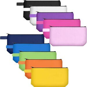 10 Pieces Canvas Makeup Bags Bulk for Women Travel Cosmetic Organizer Plain Stor